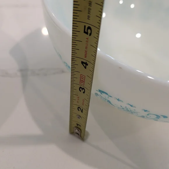 Vintage Pyrex 444 White Butterprint Amish Mixing Bowl 4Qt Blue Oven Ware USA - Picture 3 of 7